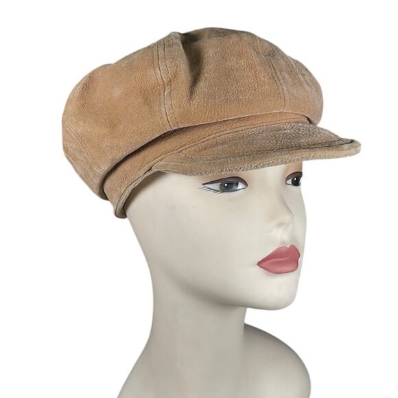 Villager Tan Faux Shearling Newsboy Cap Women’s One Size Vintage Y2K Style - Picture 2 of 11
